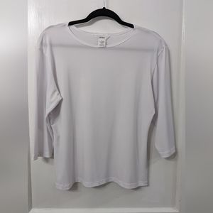 White 3/4 Sleeve Top Size L Fiore
